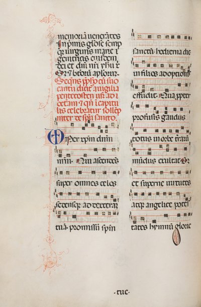 Missale: Fol. 180v: Zene különféle hétköznapi imákhoz, 1469. alkotó: Bartolomeo Caporali