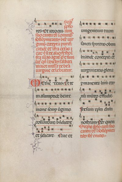Missale: Fol. 181v: Zene különféle hétköznapi imákhoz, 1469. alkotó: Bartolomeo Caporali