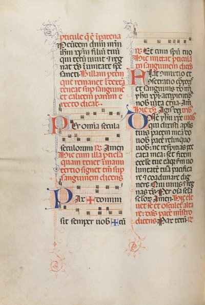 Missale: Fol. 190v: Zene különféle imákhoz, 1469. alkotó: Bartolomeo Caporali