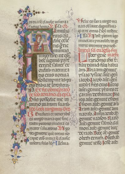 Missale: Fol. 311v: Szent Anna az újszülött Szűzet tartja kezében, 1469. alkotó: Bartolomeo Caporali
