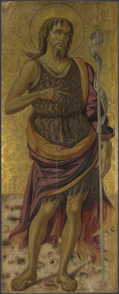 Keresztelő Szent János az oltárképről: Szűz és gyermek a szentekkel, 1475 körül alkotó: Bartolomeo Caporali