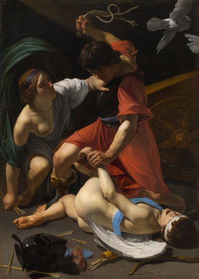 Cupido megfenyítve alkotó: Bartolomeo Manfredi
