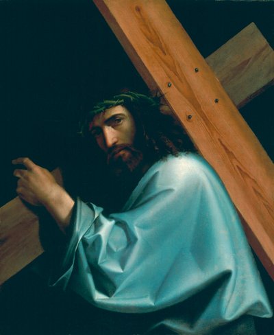 A keresztet hordozó Krisztus, Montagna, Bartolomeo (1449-1523). Olaj, vászon, kb 1515. Mérete: 85x70 cm. Kunsthaus Zuerich alkotó: Bartolomeo Montagna