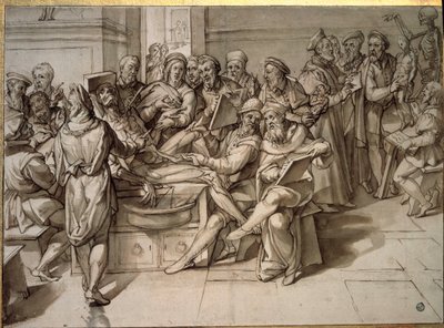 Anatómiai előadást tartott: Michelangelo Buonarroti dit Michelangelo (Michelangelo vagy Michel Ange alkotó: Bartolomeo Passarotti
