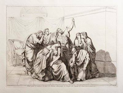 Brutus megesküszik, hogy megtorolja Lucretia halálát, és elűzi a Tarquini családot Rómából alkotó: Bartolomeo Pinelli