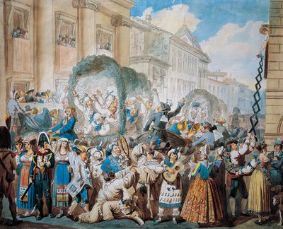 Lovagi jelenet a római San Carlo al Corsóban, Bartolomeo Pinelli (1781-1835) alkotó: Bartolomeo Pinelli
