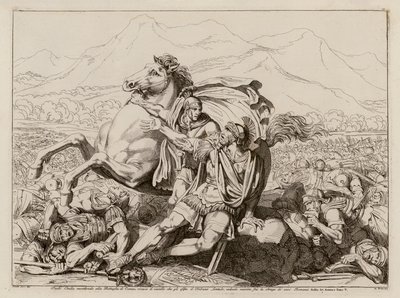 Lucius Aemilius Paullus halála a cannai csatában, Kr. e. 216 (metszet) alkotó: Bartolomeo Pinelli