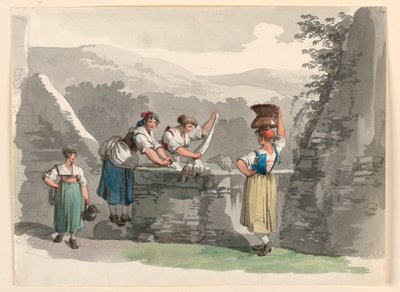 Rajz, Mosoda a Róma melletti hegyekben, 1807-08 alkotó: Bartolomeo Pinelli