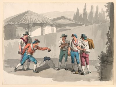 Rajz, A boccia játék, 1807-08 alkotó: Bartolomeo Pinelli