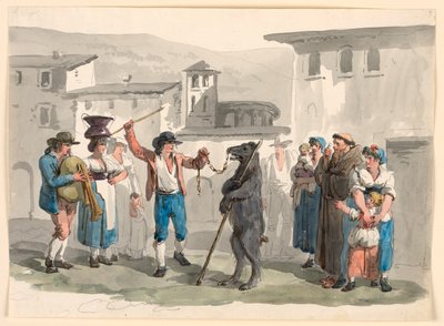 Rajz, A táncoló medve, 1807-08 alkotó: Bartolomeo Pinelli