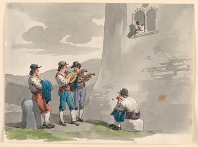 Rajz, A szerenád, 1807-08 alkotó: Bartolomeo Pinelli