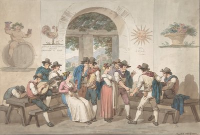 Egy római fogadó belseje, 1817., 1817. alkotó: Bartolomeo Pinelli