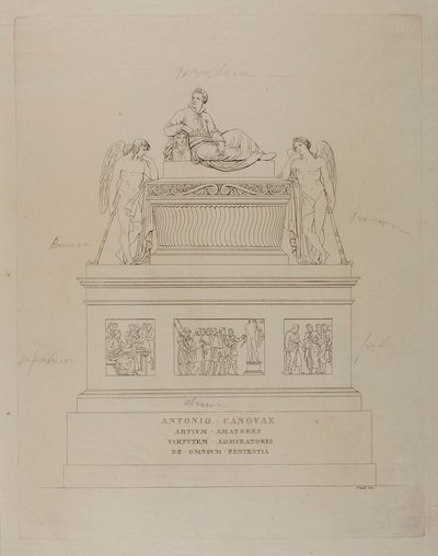 Antonio Canova emlékműve, vázlat alkotó: Bartolomeo Pinelli