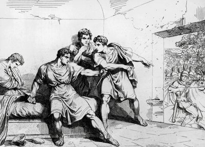 Néró halála, A császárok története, Ottaviótól kezdve, Bartolomeo Pinelli (1781-1835) metszete, Róma alkotó: Bartolomeo Pinelli