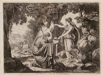 Numa Pompilius Egeria nimfával (metszet) alkotó: Bartolomeo Pinelli