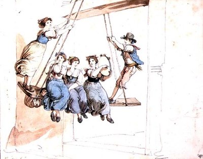 On the Swing (akvarell, ceruza, papír) alkotó: Bartolomeo Pinelli
