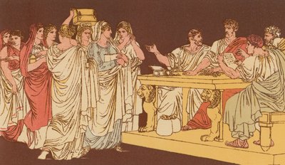 Római hölgyek hozzák díszeiket alkotó: Bartolomeo Pinelli