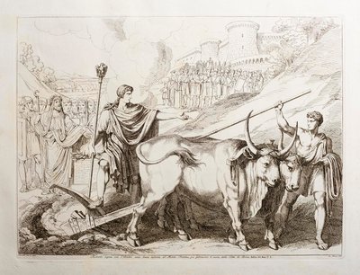 Romulus vonalat húz a Palatinus-domb köré alkotó: Bartolomeo Pinelli