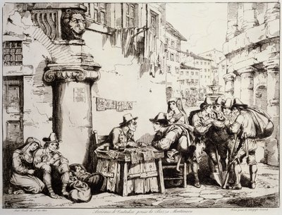 Írnok a Montanara téren Rómában alkotó: Bartolomeo Pinelli