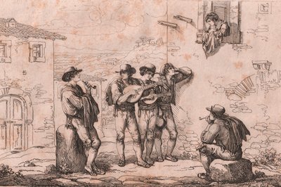 Szerenád Rómában, Bartolomeo Pinelli rézkarca (Róma alkotó: Bartolomeo Pinelli