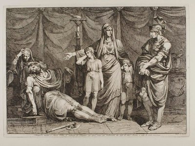 Tanaquilla megmutatja Servius Tulliusnak Tarquinio holttestét alkotó: Bartolomeo Pinelli