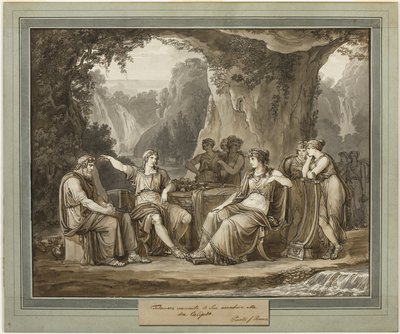 Telemachus kalandjait Calypso istennővel meséli el Telemachus kalandjai 1. könyvéből alkotó: Bartolomeo Pinelli