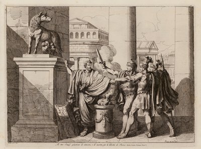 A Horatiusok esküje (metszet) alkotó: Bartolomeo Pinelli