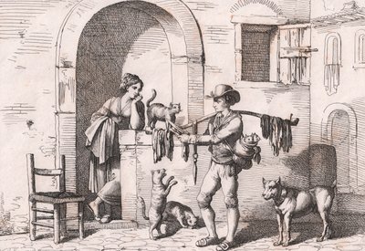 A carnacciaro, macskahús utcai árusa, Bartolomeo Pinelli (Róma) rézkarca alkotó: Bartolomeo Pinelli