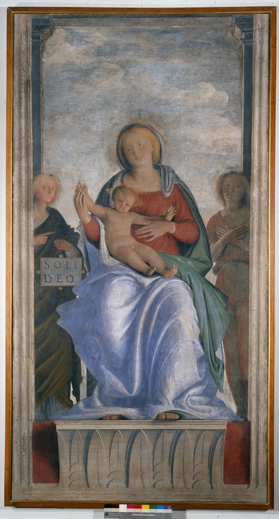 Madonna és gyermek és két angyal alkotó: Bartolomeo Suardi Bramantino