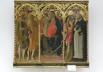 Madonna a gyermekkel és a szentek: Keresztelő János, Mária Magdolna, Mária Magdolna. alkotó: Bartolomeo di Tommaso da Foligno