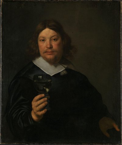 Férfi egy pohár borral (olaj, vászon) alkotó: Bartolomeus van der Helst