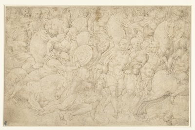 Harc lovasság és gyalogos katonák között és a foglyok elvezetése alkotó: Bartolommeo Neroni (attributed to)