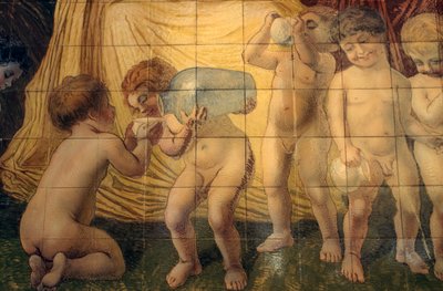 Putti termálforrásvizet iszik alkotó: Basilio Cascella