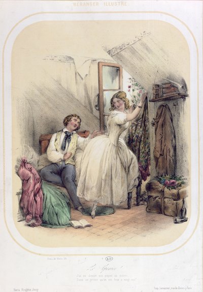 Illusztráció Pierre Jean de Beranger (1780-1857) Le Grenier dalához alkotó: Bassaget Numa