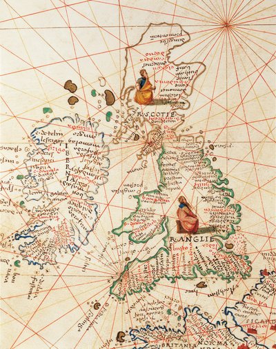 Európa: Nagy-Britannia és Írország, a világ atlaszából harminchárom térképen, szerző: Battista Agnese alkotó: Battista Agnese