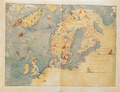 Észak-Európa térképe, Battista Agnese Portolan atlaszából alkotó: Battista Agnese