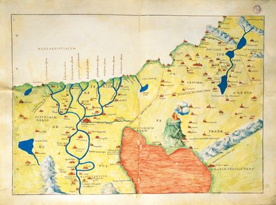 A Nílus deltája, a Vörös-tenger és a Sínai-hegy, a világ atlaszából harminchárom térképen, szerző: Battista Agnese alkotó: Battista Agnese