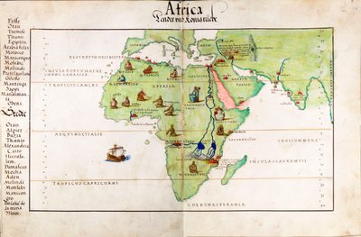 Afrika, India és a Földközi-tenger vellumtérképe alkotó: Battista Agnese