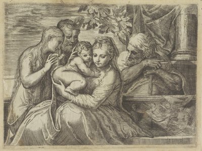 Szent Család szentekkel alkotó: Battista Angolo del Moro (attributed to)