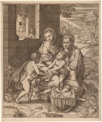 A Szent Család (La Perla) (Raphael nyomán) alkotó: Battista Angolo del Moro