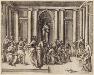 Zwölfjähriger Jesus diskutiert mit den Tempelgelehrten alkotó: Battista Franco