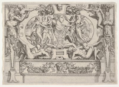 Egy nő mellszobra, két oldalán három nővel, kidolgozott keretben, kb. 1540-80. alkotó: Battista del Moro