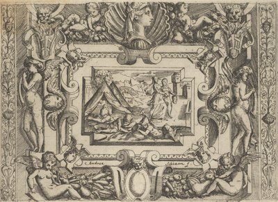 Judit és szolgálólány Holofernész fejével, kidolgozott keretek között, kb. 1540-80. alkotó: Battista del Moro