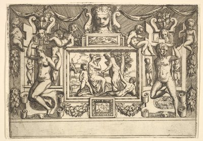 Fiatal nő iszik egy tálból, egy öregasszony áll előtte, belül..., kb. 1540-80. alkotó: Battista del Moro