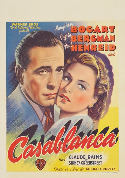 A "Casablanca" című filmet reklámozó belga plakát alkotó: Belgian School