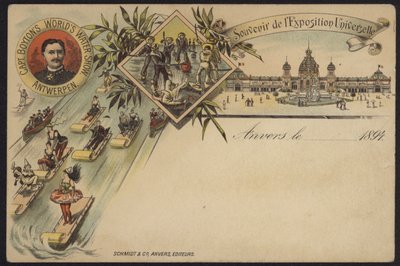 Boyton kapitány vízi világkiállítása, az Exposition Internationale d"Anvers emléktárgya, Antwerpen, Belgium, 1894 alkotó: Belgian School