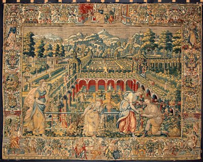 Gyümölcsszüreti jelenet. A brüsszeli manufaktúrák gobelinje. 16. század Genezis, Musei di Strada Nuova alkotó: Belgian School