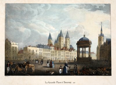 A Grande Place Tournayban, 1816, 1895 körül (fotókróm) alkotó: Belgian School