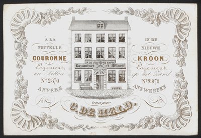 La Nouvelle Couronne, De Nieuwe Kroon, Anvers, Antwerpen (metszet) alkotó: Belgian School