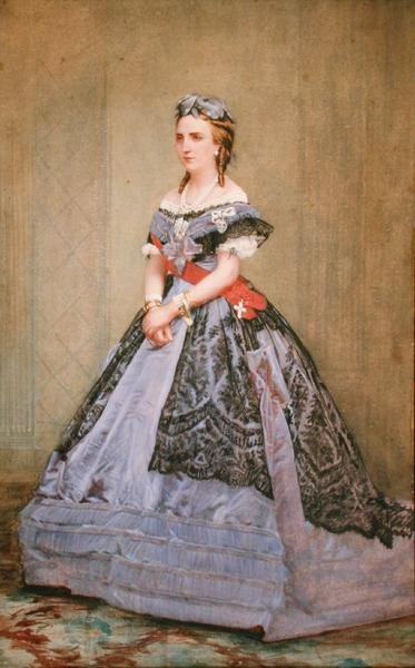Szász-Cobourg-Gothai Charlotte (1840-1927) belga hercegnő és mexikói császárnő portréja (akvarell papíron) alkotó: Belgian School